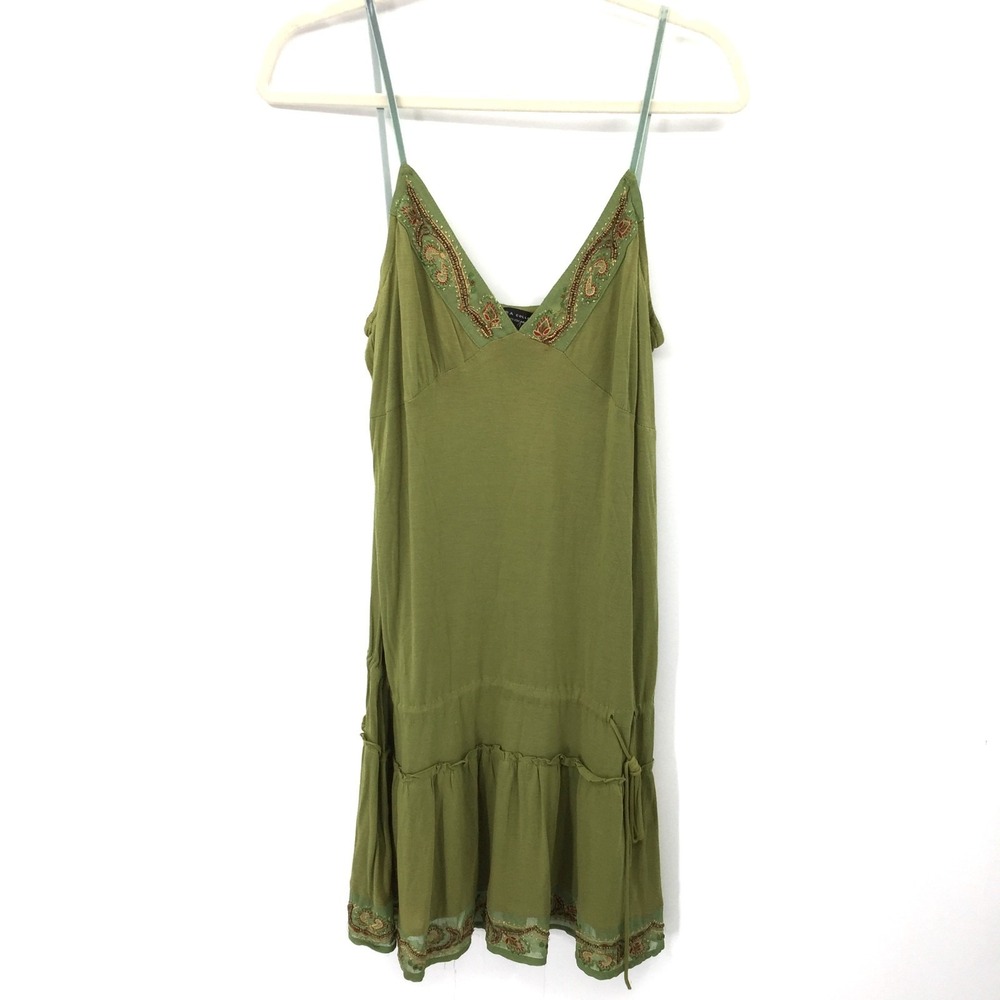 y2k Zara Collection fairycore fairy grunge green beaded drop waist tuinc top L